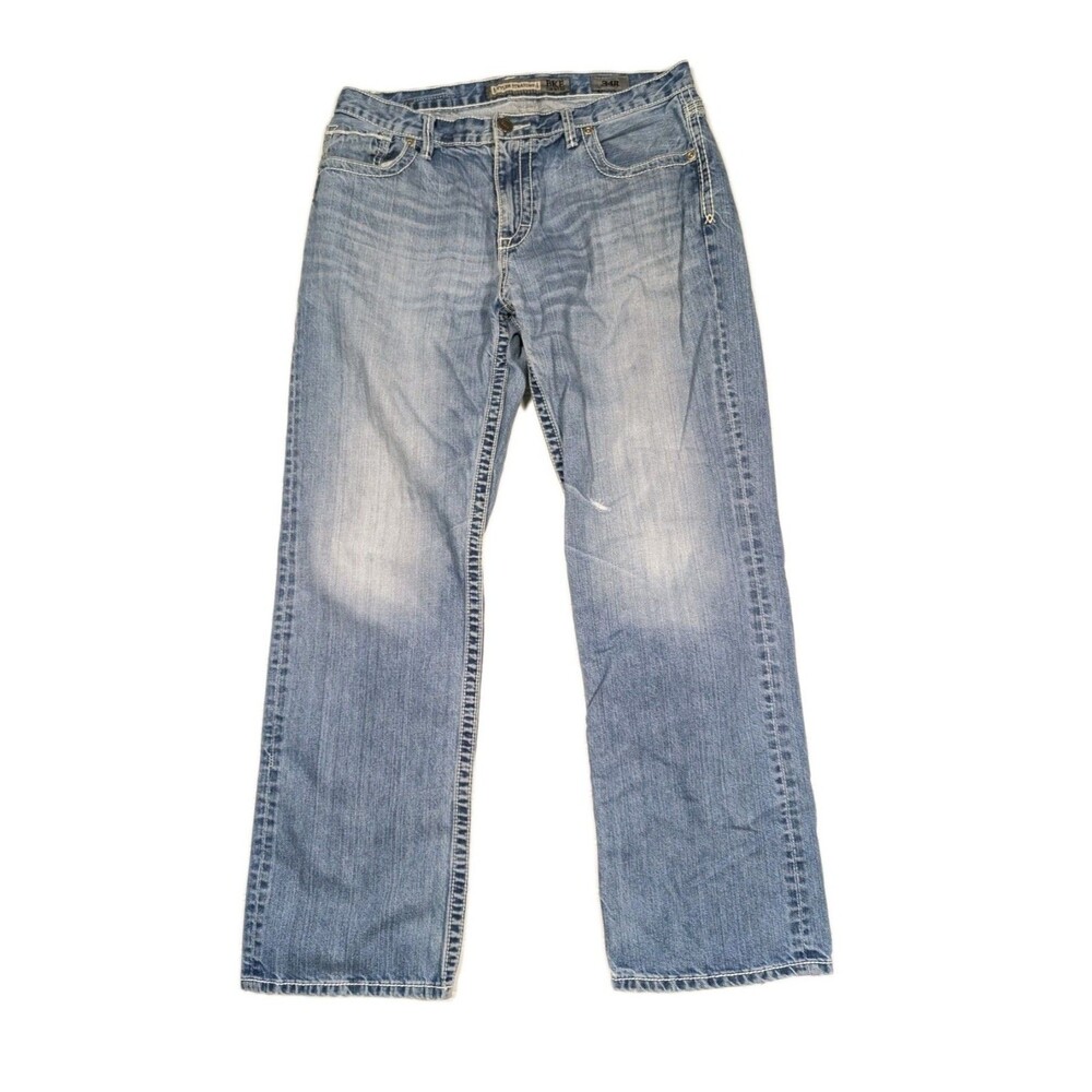 BKE Tyler Jeans Men's 34R (34x31)  Straight Light Wash Blue Denim Distressed
